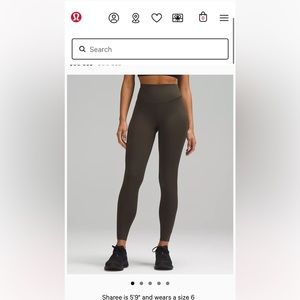 Dark Olive green lululemon legging Base Pace High-Rise Tight 28